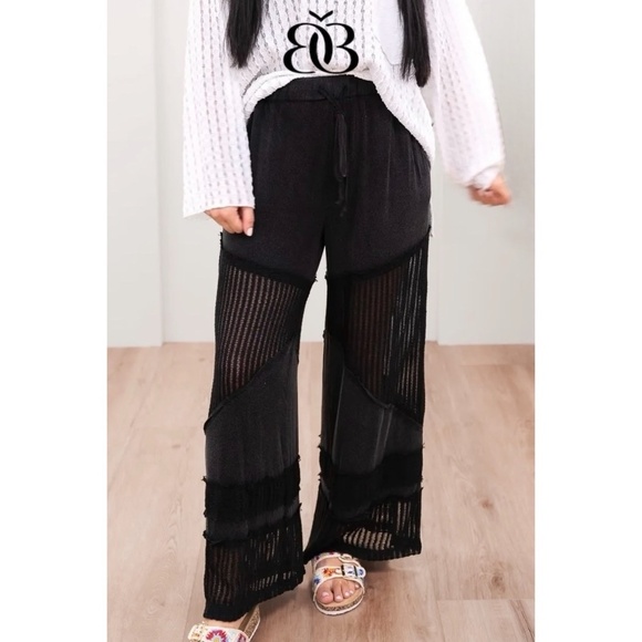 POL Black Ultra Soft Elastic Waist Summer Casual Wide Leg Pants - Picture 2 of 9